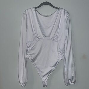 NWOT White Deep V BodySuit